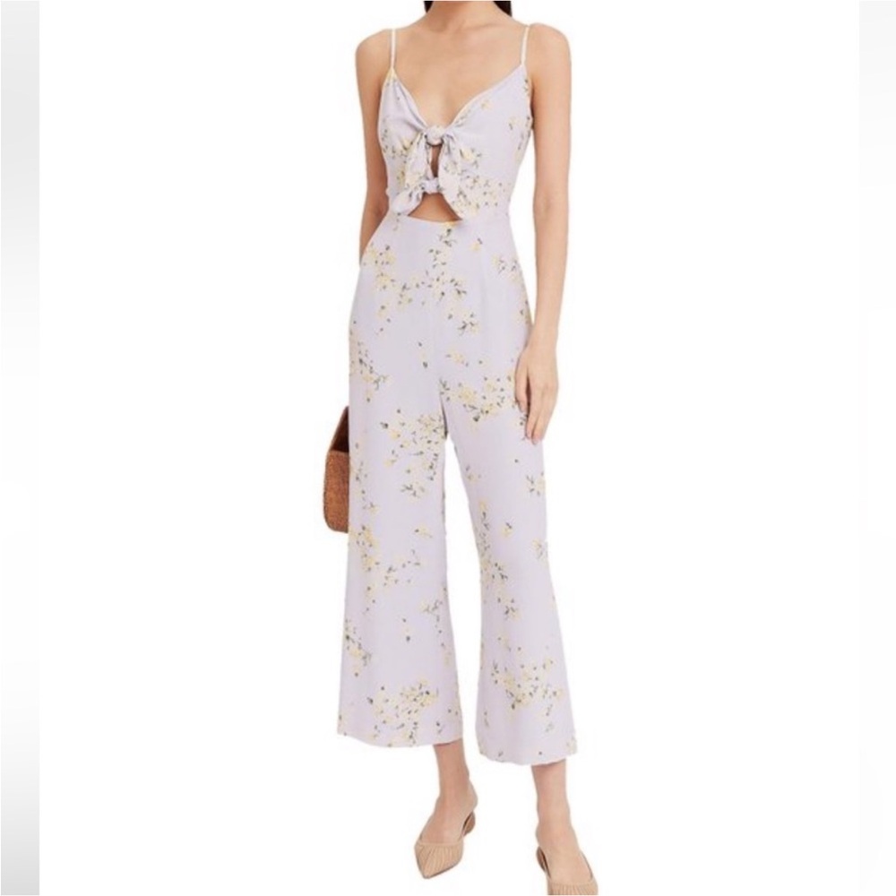Intermix brand Octavia floral lilac silk jumpsuit Size 4 Lavender with Flowers
